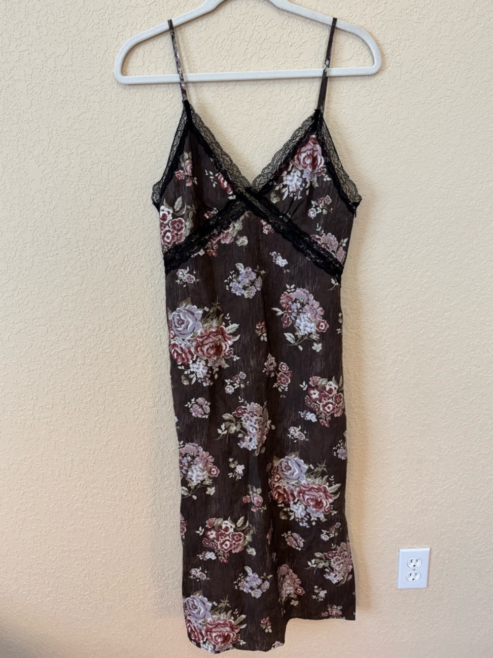 Brock Collection x H&M Brown Floral Lace Trim Maxi Floral Dress, Size Small